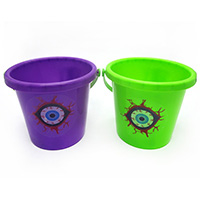 Halloween Big Candy Bucket with Spooky Eye Silk Screen - 4 Asstd Colors