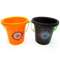 Halloween Small Candy Bucket with Spooky Eye Silk Screen - 4 Asstd Colors